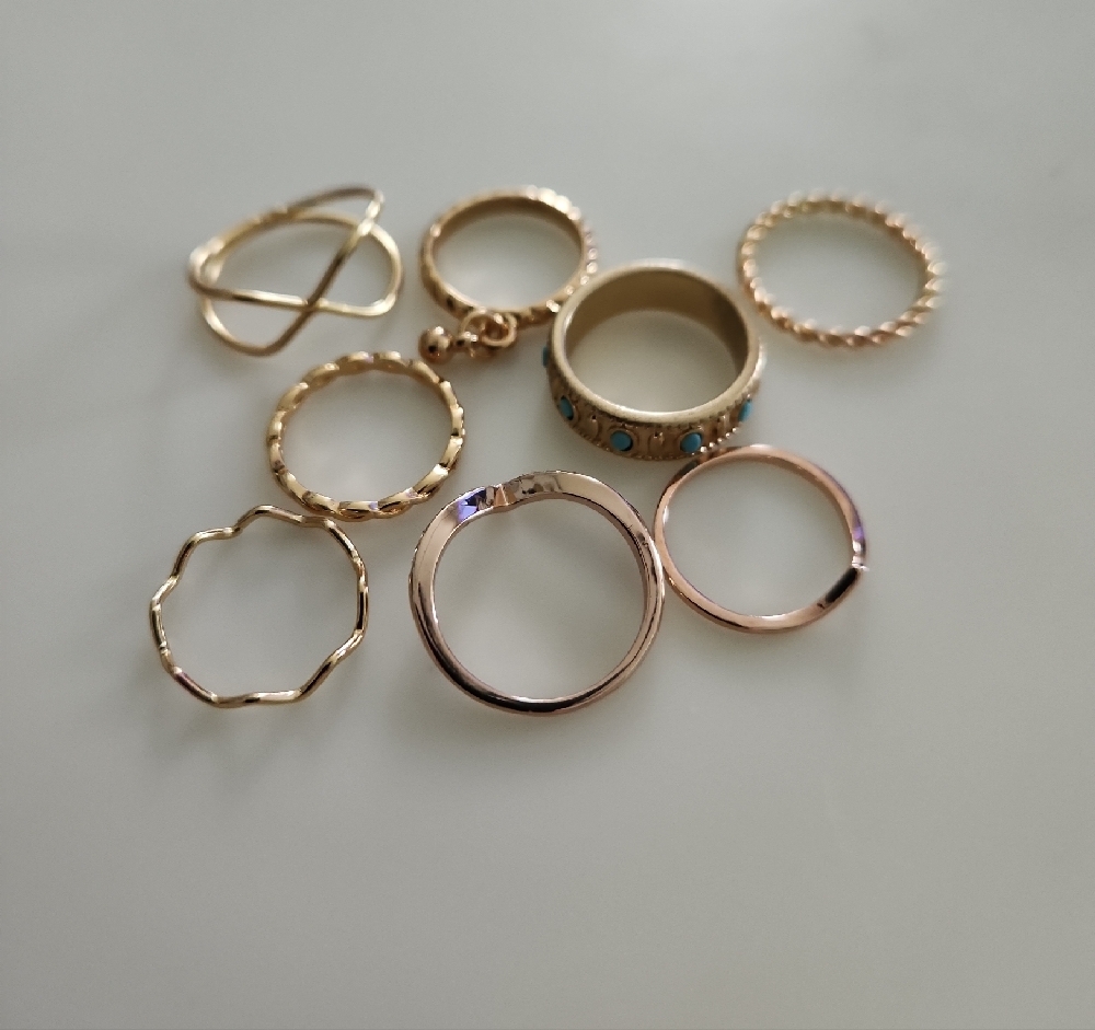 Elegant Gold and Silver Ring Set 8